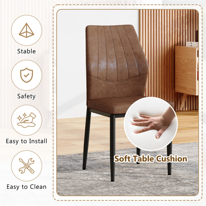 Chaises de salle à manger à motif de coquillages, dossier haut: tissu ergonomique Tech, alliant confort et style, 4, Brown