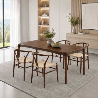 Mid Century Metal Wishbone Dining Chairs with Paper Cord Seats