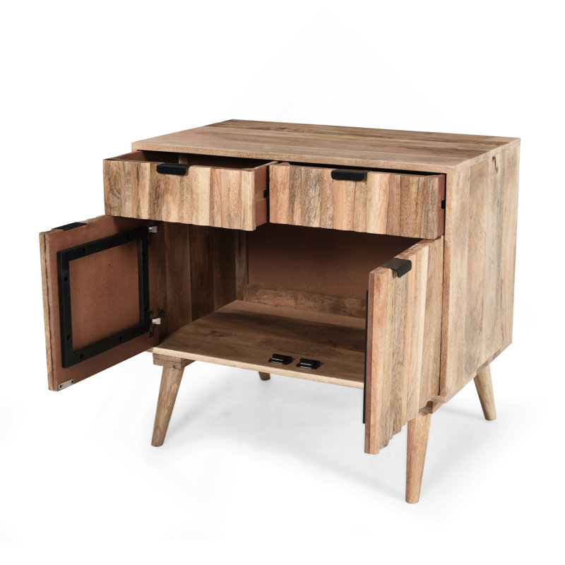 Charming Mango Wood Cabinet With Multiple Storage Options And Modern Design