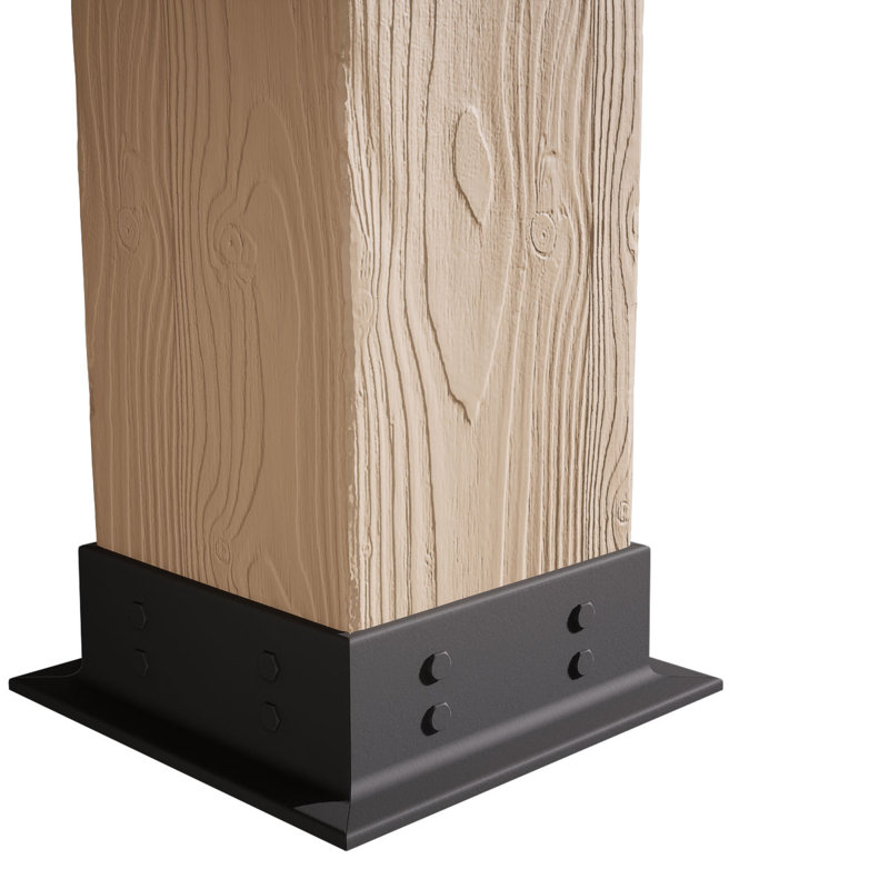 Enveloppe de colonne carrée Timberthane, H 96 po x l 14 po x P 14 po, Base et base en faux fer, Sablé
