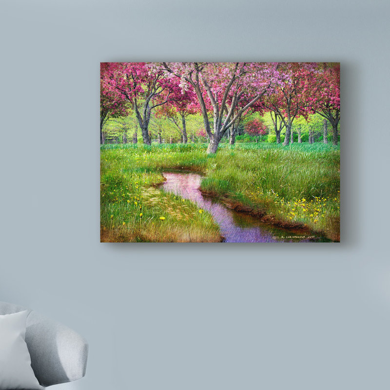 « summer spring », reproduction de peinture à l’acrylique sur toile tendue, H 18 po x l 24 po x P 2 po