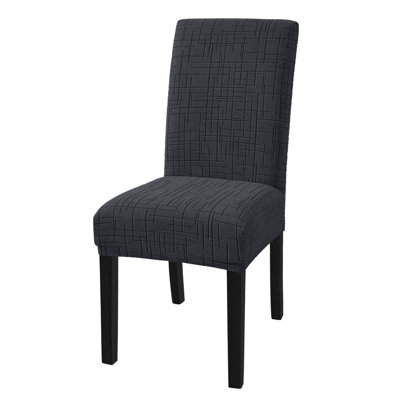 Housses de chaises de salle à manger, housses de chaises extensibles, housses de chaises de salle à manger lavables, housses de chaises de cuisine, housse de chaise Parsons, ensemble de 4 (gris anthracite)