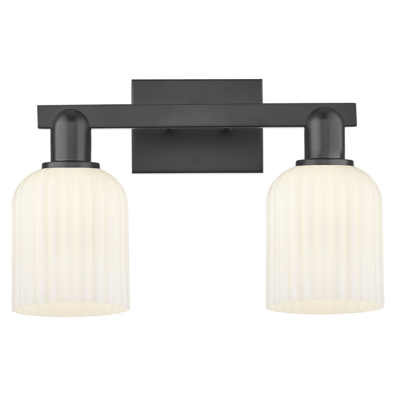 Downtown Urban - Franklin - Éclairage pour meuble-lavabo 2 lumières 16 po - Abat-jour tourbillon Deco, Blanc brillant