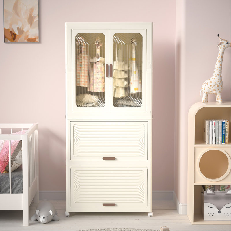 Garde-robe portable avec portes magnétiques et tringle pour le rangement des vêtements