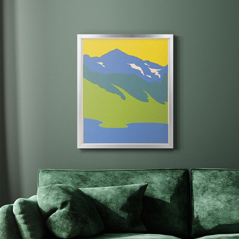 «Bright Glacial Lake I», toile encadrée de qualité supérieure - prête à être accrochée, Argent, H 24 po x l 20 po