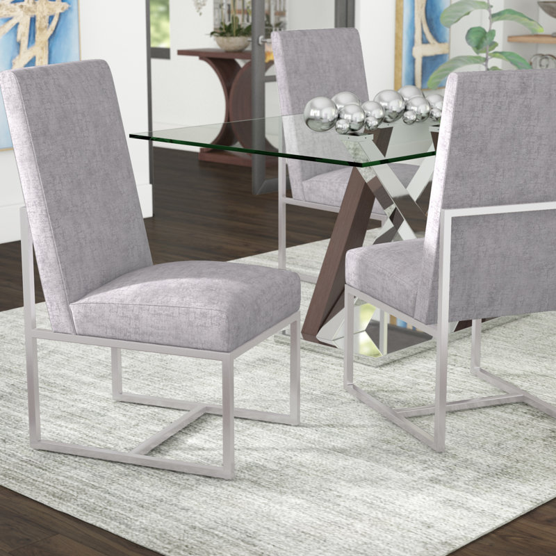 Chaise d'appoint de salle à manger rembourrée en velours Element, Gris