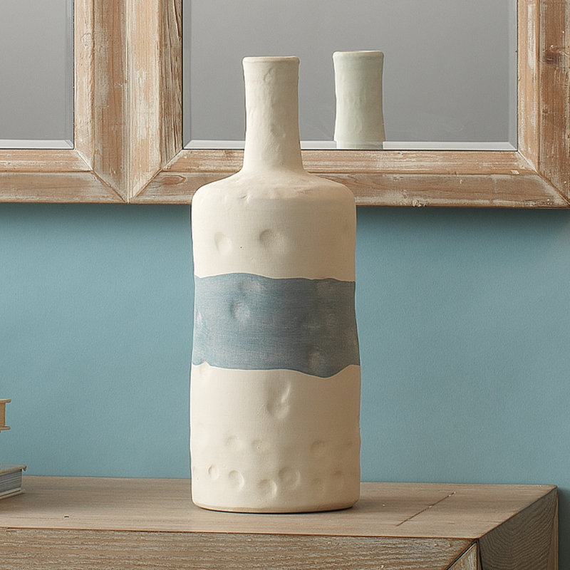 Handcrafted Blue and White Ceramic Table Vases, Set of 3