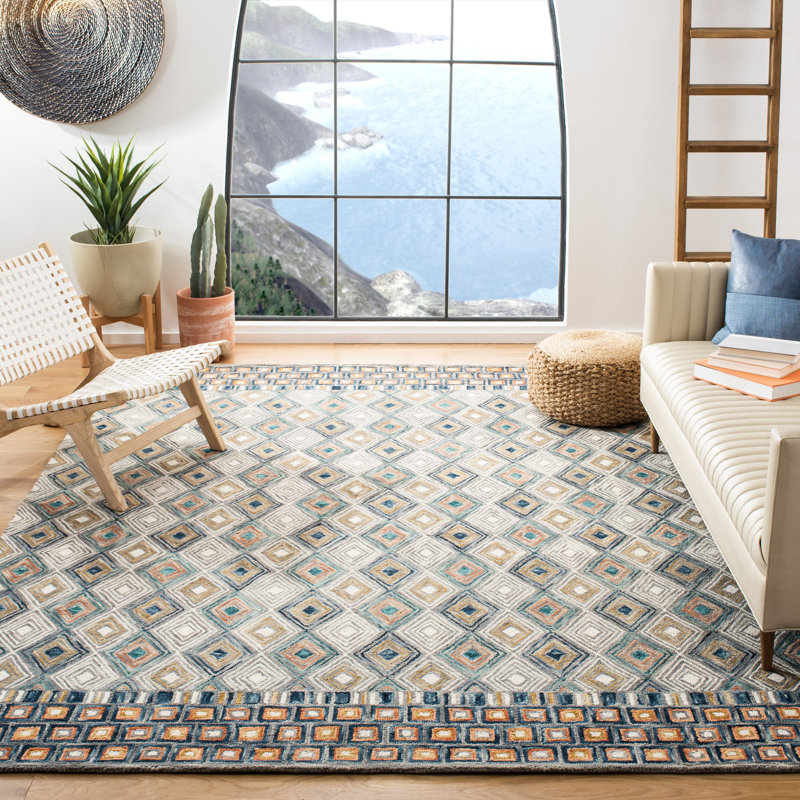 Deyoung Hand Tufted Wool Geometric Rug, Rectangle 8' x 10'