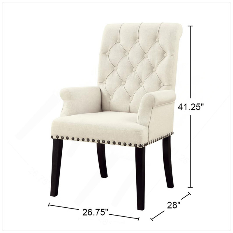 Élégante chaise rembourrée en tissu avec un design capitonné et une structure en bouleau durable, parfaite pour la salle à manger et le salon