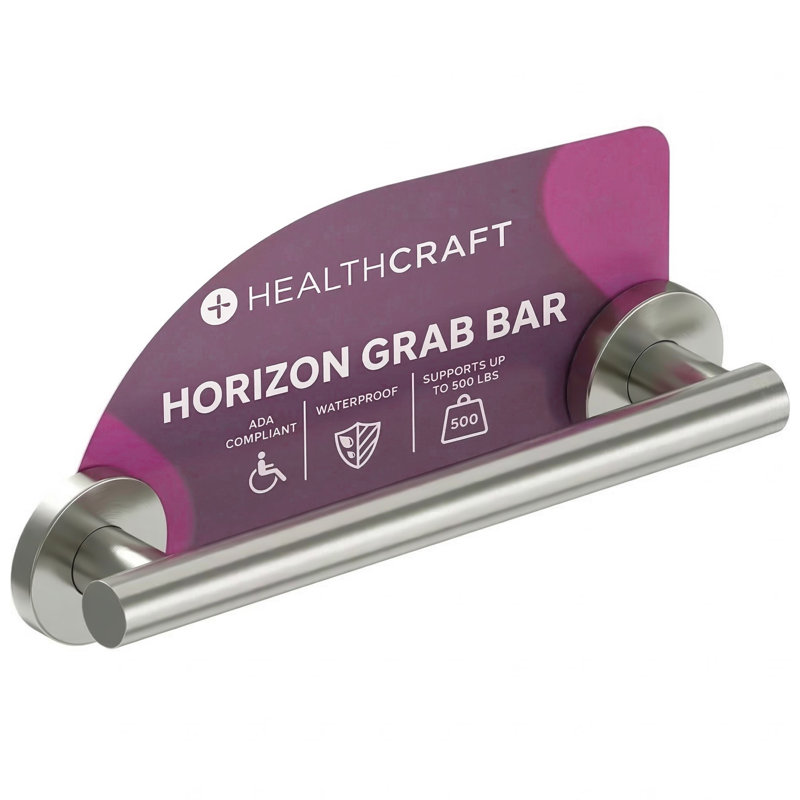 HORIZON  12 in. x 1.25 in. Grab Bar, ADA Compliant for Bath and Shower Safety (500 lb. Capacity) in Brushed Stainless, 12