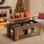 Table basse à plateau relevable, table basse à rallonge multifonctionnelle 4 en 1 avec rangement caché, convertible en bureau d'ordinateur portable ou en table de salle à manger pour le salon, le bureau personnel, petits espaces - table de bout moderne en bois avec mécanisme à ressort, brun