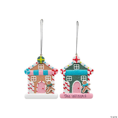 2 3/4 x 3 1/2 Inch Write-A-Name Gingerbread House Ornaments