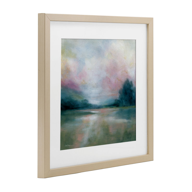 «Morning On The River», reproduction sous verre encadrée, design par Carol Robinson, Cadre de récolte en pin