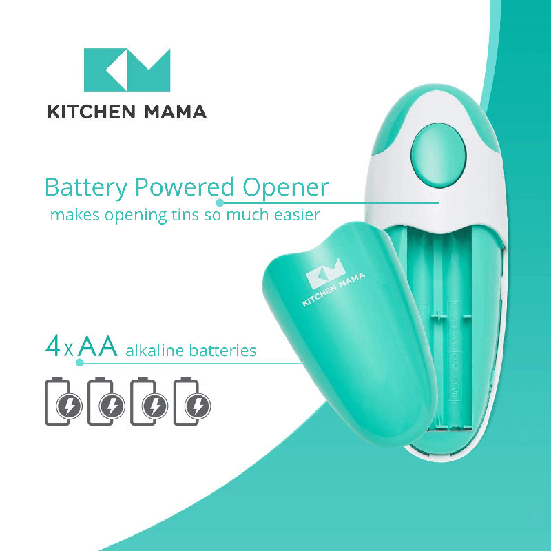 Teal Green Ergonomic Battery-Powered Electric Can Opener