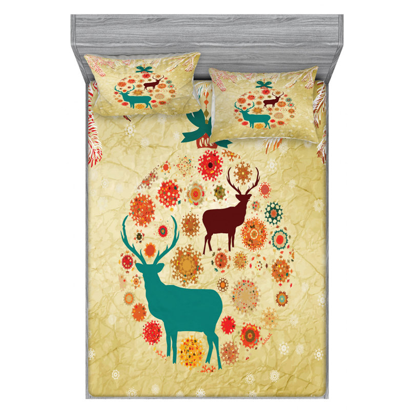 Microfiber Floral Sheet Set, Queen Sheet Set with Fitted Sheet
