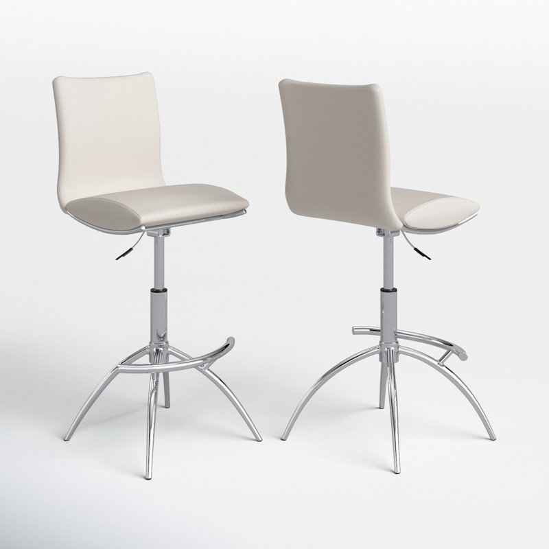Demorest Upholstered Adjustable Height Counter Stool, Pure White