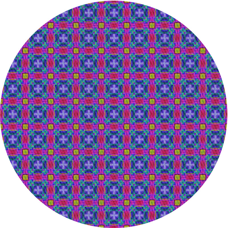 Tapis décoratif bleu géométrique, Rond 3 pi