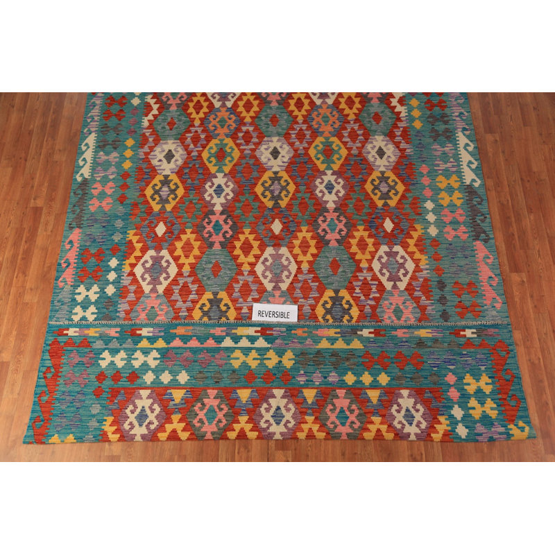 Tapis oriental kilim à tissage plat 8 x 12