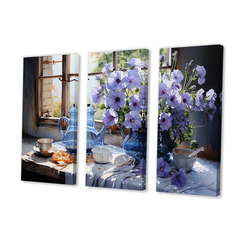 «Morning Glory Bouquet Vase II», ensemble de reproductions d'art mural, H 40 po x l 60 po x P 1 po