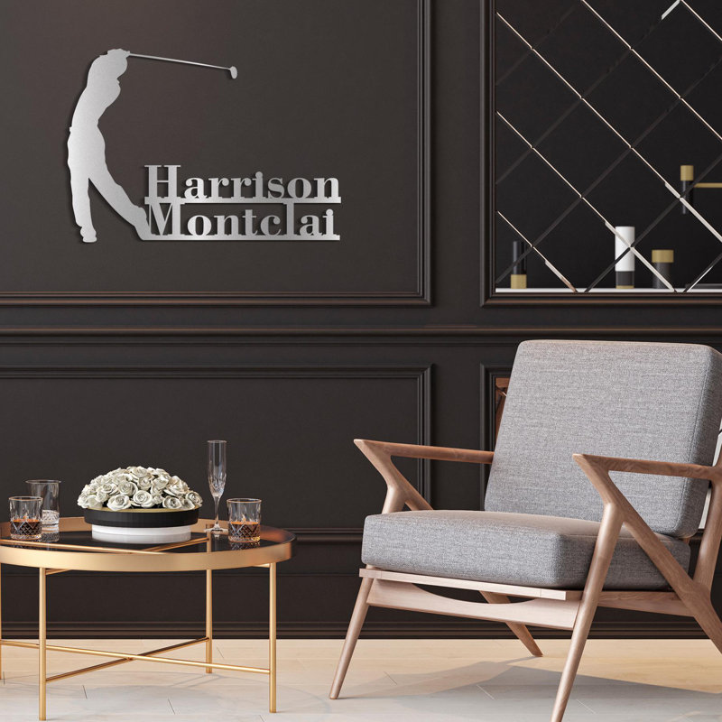 Enseigne en métal golfeur, art mural en métal, cadeau d'amant de golf, décor de grotte d'homme, décoration murale de bureau, logo de club de golf