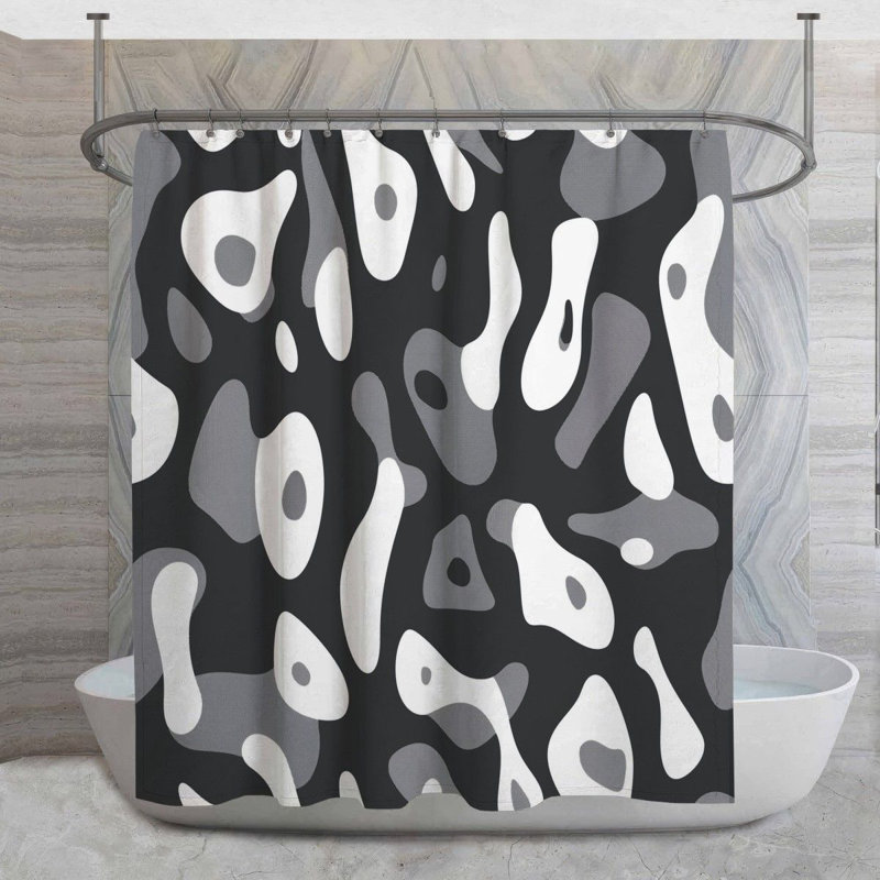 Rideau de douche à formes abstraites - Décoration de salle de bain à motif frais, H 73 po x l 70 po