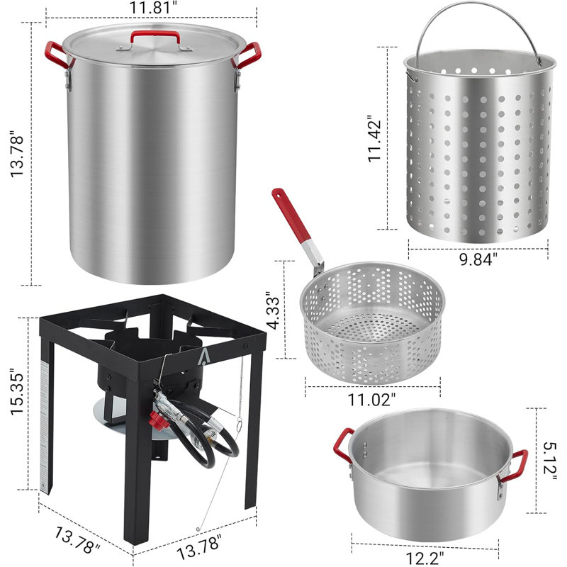 Friteuse à dinde, ensemble de cuisinière de 30 pte et ensemble de 10 pte, friteuses à propane d'extérieur 50 000 BTU, friteuse à dinde en aluminium et ensemble de brûleur au propane, friteuse extérieure avec support de brûleur