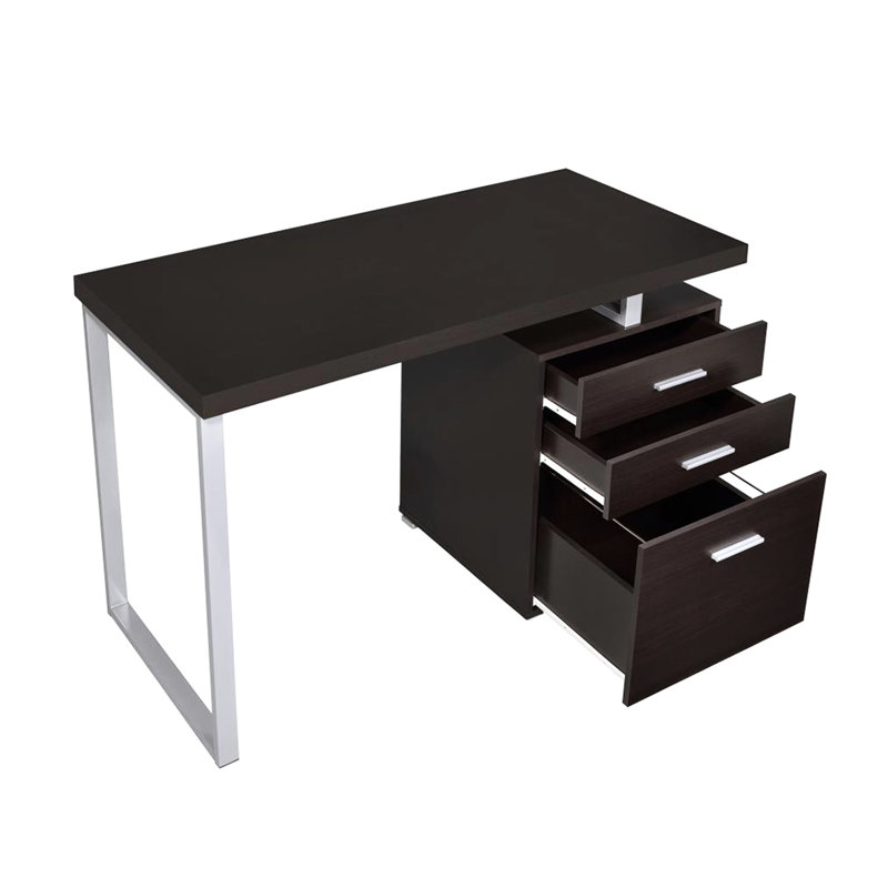Bureau Cappuccino avec structure en métal et options de rangement 3 au fini exquis