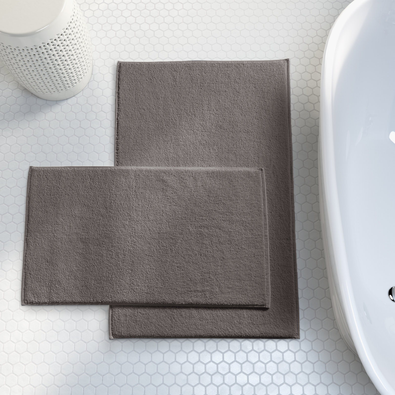 Lisbon Cotton Bath Mat, 24" W x 40" L, Graphite