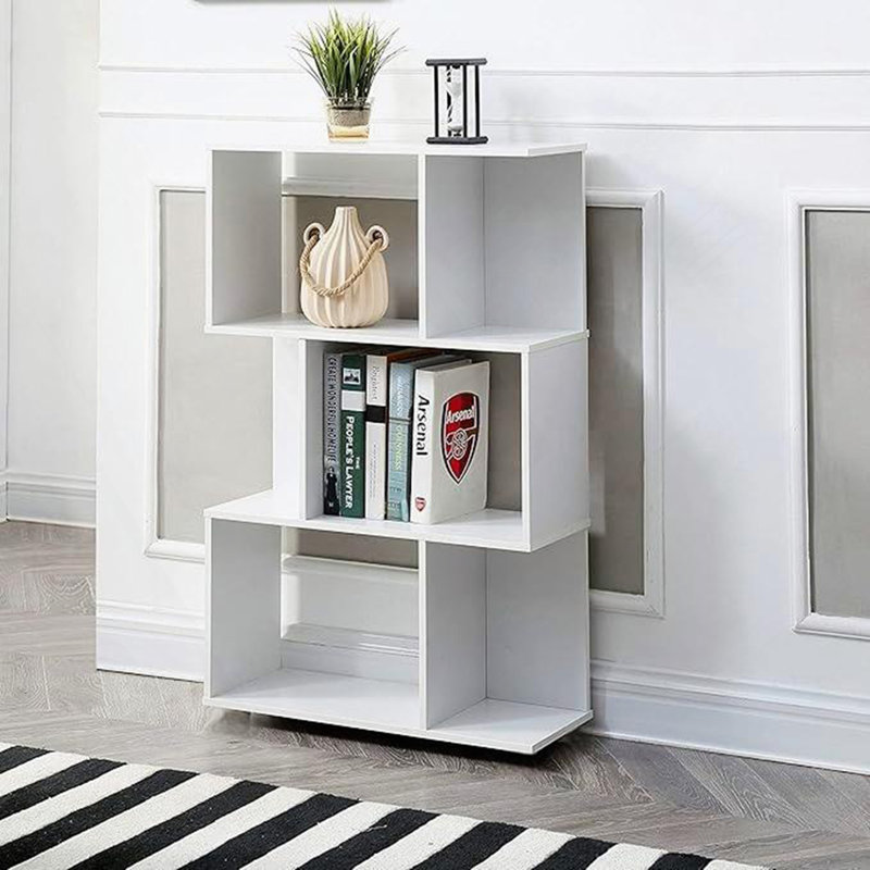 Bibliothèque blanche simple à trois couches, Blanc, crème, (4 tablettes) H 44 po x l 23,6 po x P 9,5 po