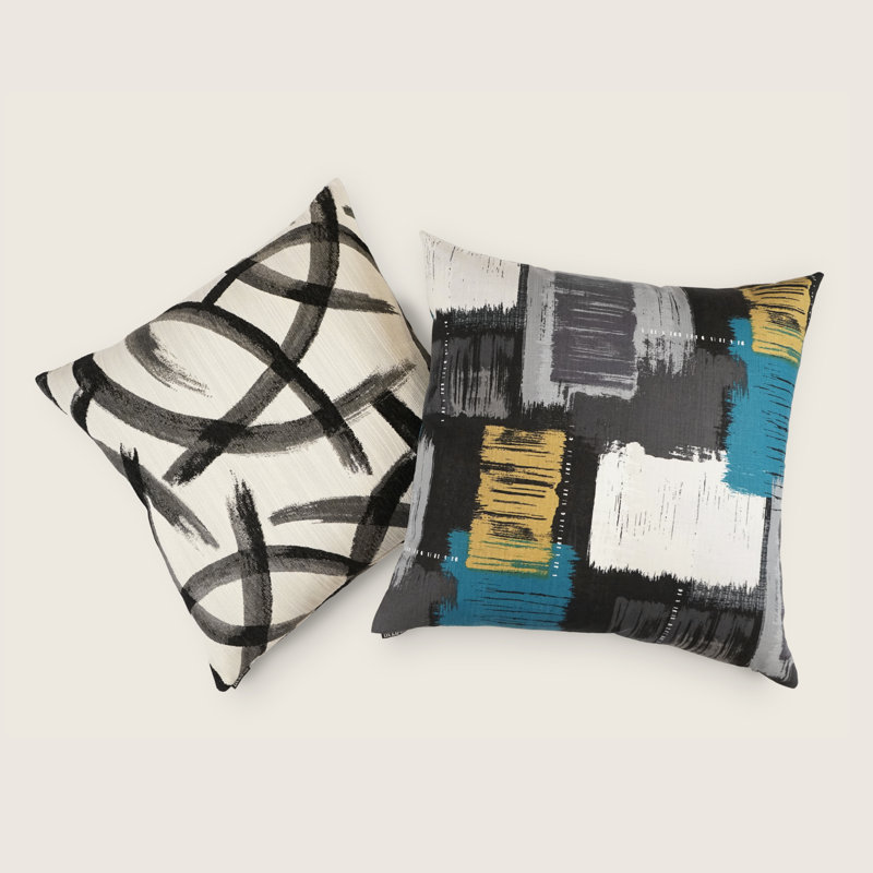 Enso Pillow Cover & Insert, Zinc, Square 22"