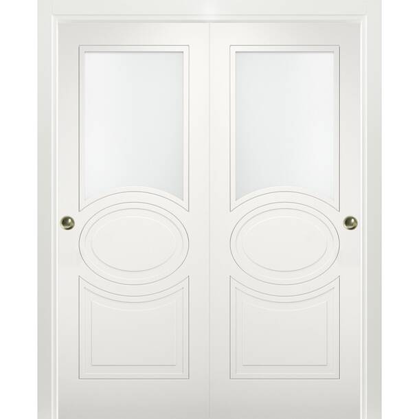 VDomDoors Mela Frosted Glass Barn White Doors with Installation ...