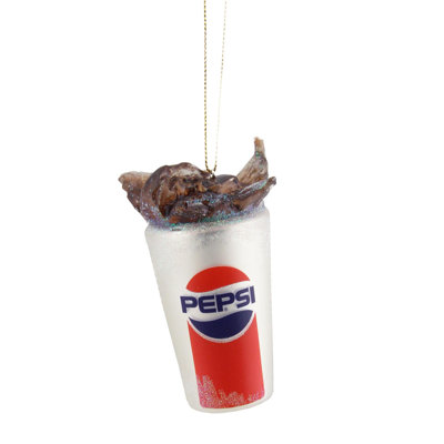 3.5" Silver Pepsi Fountain Drink Soda Splash Glass Christmas Ornament