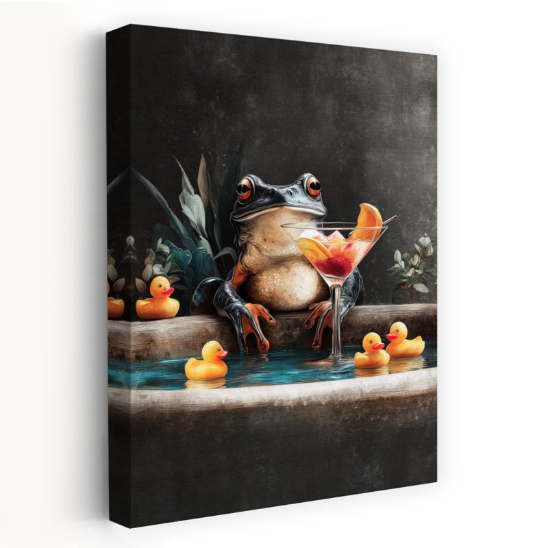 Frog In Bathtube 3 by Justyna Jaszke - Wrapped Canvas Print, 45.72 cm H x 30.48 cm W