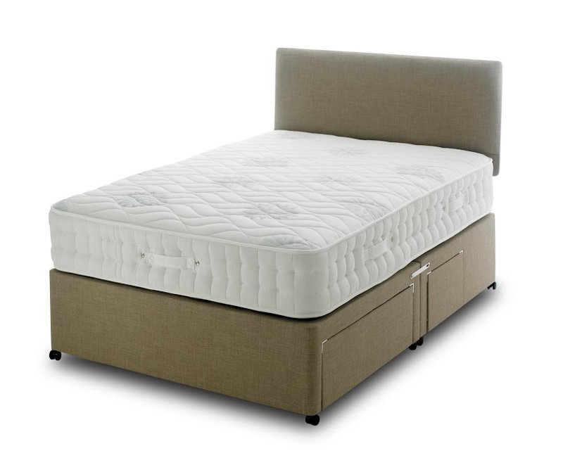 Bateman Upholstered Divan Bed with Mattress, Small Single (2'6), Slide Storage, Beige