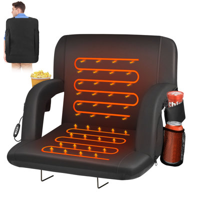 Davisha Heated Folding Stadium Seat 21'W with Wide Cushion and Back Support -  Arlmont & Co., CAFC269B914F490DAC59A867D9731872
