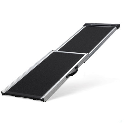 Rampe d'escalier pliable pour voiture de chien en aluminium, échelle d'escalade avec poignée en PVC, tapis antidérapants pour chiens de la plupart des tailles, échelle pour rampe pour animaux de compagnie, noir
