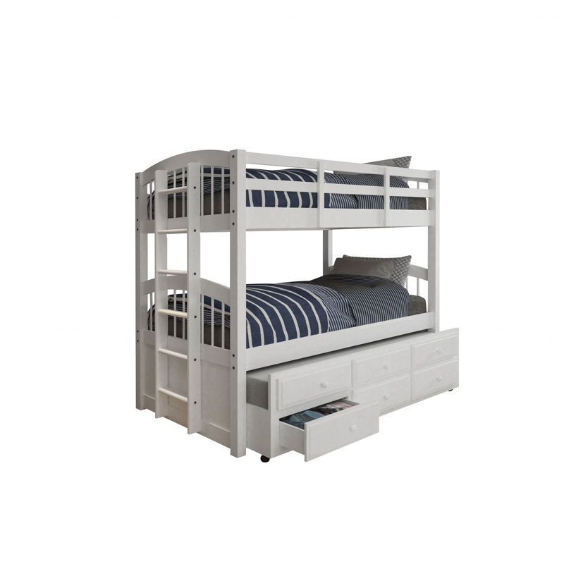 Stoughton Kids Twin Bunk Bed with Trundle with Drawers, White
