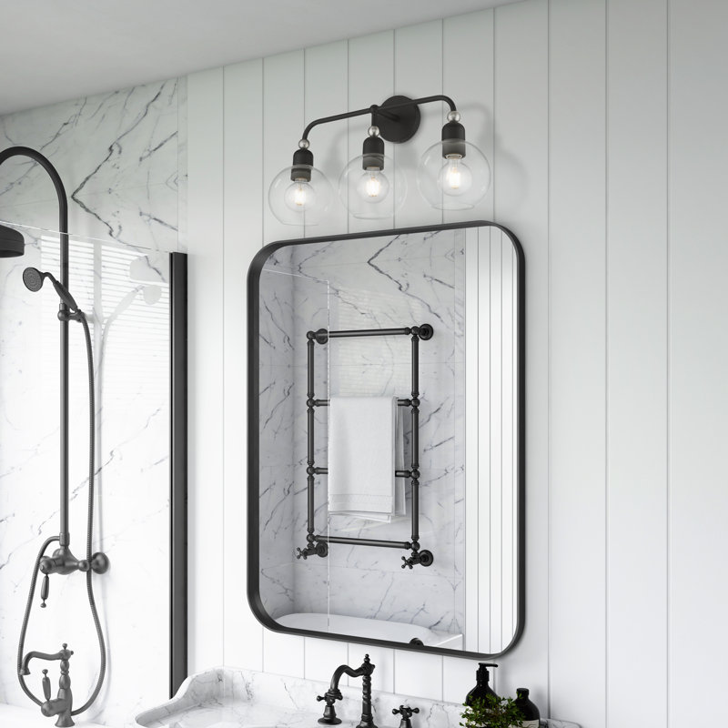 Éclairage de salle de bain à intensité variable 3 lumières Rosena Sheryl, Noir / nickel brossé