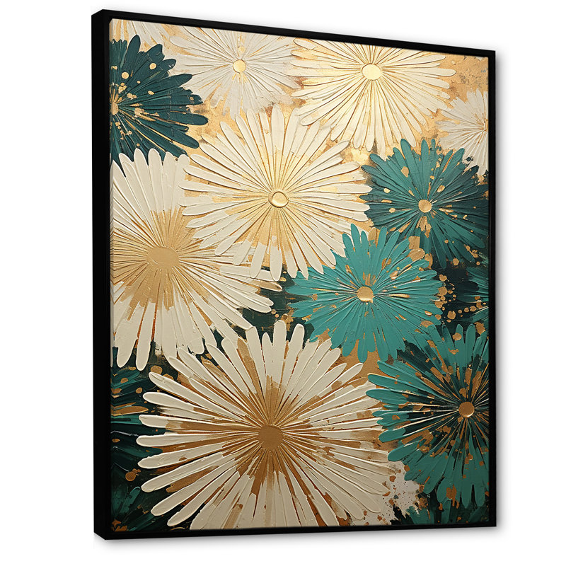 Une douche de feux d'artifice sur toile, Cadre flottant noir, 44" H x 34" W