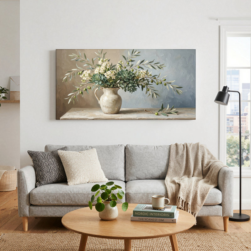 Ensemble de 1 tableau sur toile « Branche d'olivier », 32“W x 16”H, Wrapped Canvas