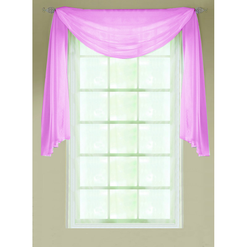 Padstow Sheer Window Scarf Single Panel, 145 W x 300 D cm, Pink