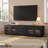 78.7" TV Stand With Arched Glass Doors And Shelves, Mid-century Modern TV Cabinet for TVs Up to 100"-1614388828