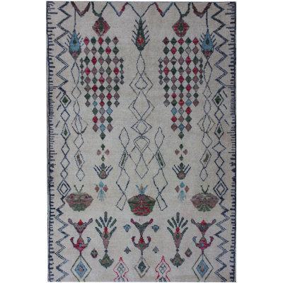 Geometric Hand Knotted 167cm X 243cm Area Rug