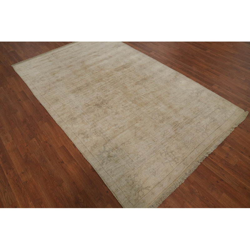 Tapis unique en coton 8 pi 0 po x 5 pi 0 po beige et ivoire