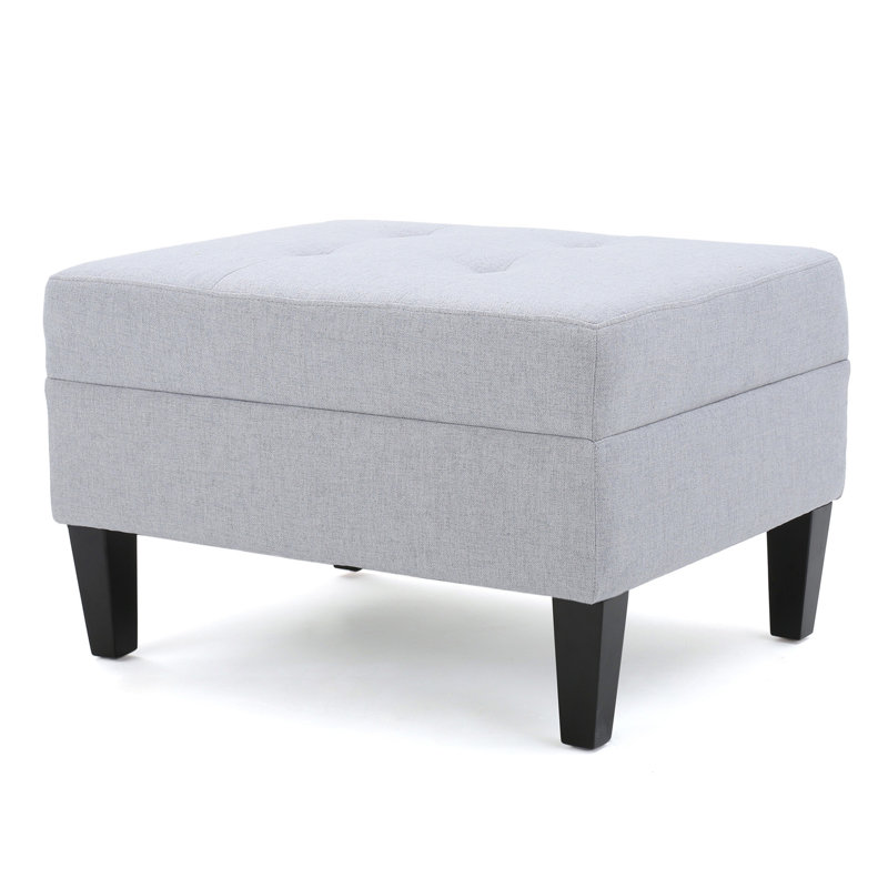 Anjuman Upholstered Ottoman, Light Gray, Light Gray Polyester Blend