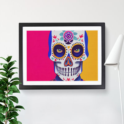 Cosmopolitan Floral Sugar Skull - Framed Print