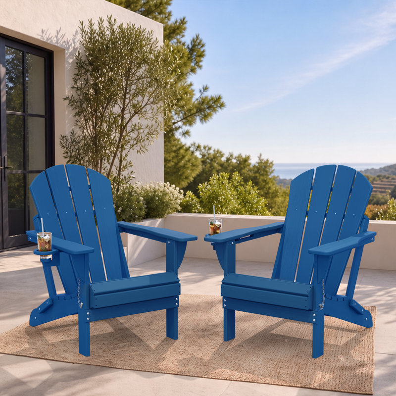Chaise de foyer d'extérieur pliable en PEHD Adirondack, Marine