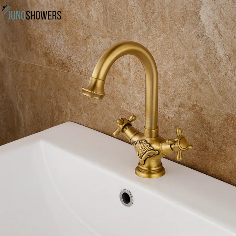 Robinet de lavabo Denver Vintage Bronze - Sculpture antique avec poignées doubles