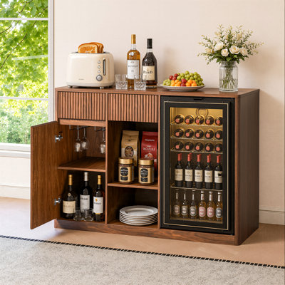 Floreo 51.2'' Modern Bar Cabinet with Wine Fridge Space and Storage (Fridge Not Included)