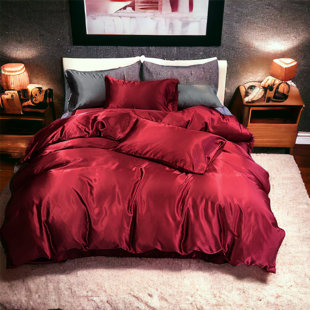 Silk Like Satin Duvet covers soft Lightweight 3 Pieces Silky Bedding with Zipper Closure